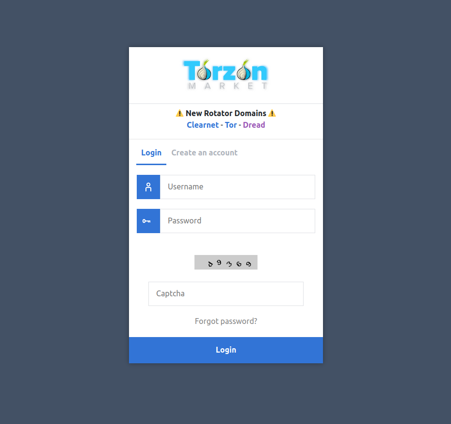 TorZon Login Page with Secure Access